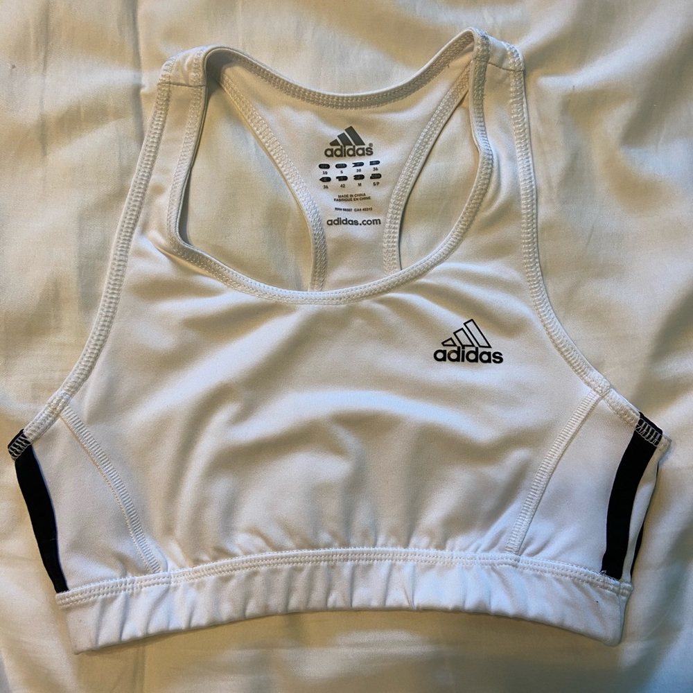 White adidas sports bra